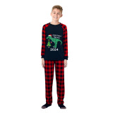 2024 Christmas Matching Family Pajamas Exclusive Design Dinosaur Christmas Tree Black Pajamas Set