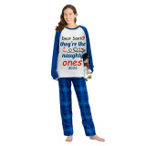 2024 Christmas Matching Family Pajamas Dear Santa They're The Naughty Ones Blue Pajamas Set