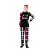 Christmas Matching Family Pajamas 2024 Family Christmas Hat Black Plaids Pajamas Set