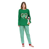 2024 Christmas Matching Family Pajamas Santa Heart Merry Xmas Green Stripes Pajamas Set