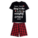 2024 Christmas Matching Family Pajamas Dear Santa They're The Naughty Ones Black Pajamas Set