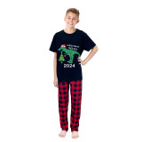 2024 Christmas Matching Family Pajamas Exclusive Design Dinosaur Christmas Tree Black Pajamas Set