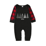 2024 Christmas Matching Family Pajamas Exclusive Christmas Tree Black Pajamas Set
