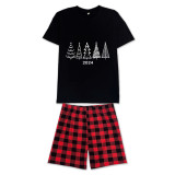 2024 Christmas Matching Family Pajamas Exclusive Christmas Tree Black Pajamas Set