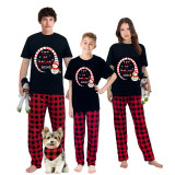 2024 Christmas Matching Family Pajamas Snowman Let It Snow Black Pajamas Set