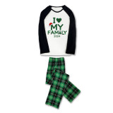 2024 Christmas Matching Family Pajamas Exclusive Design I Love My Family Green Plaids Pajamas Set