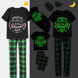2024 Christmas Matching Family Pajamas Luminous Glowing Proud Member Of The Naughty List Black Short Pajamas Set