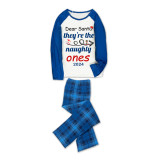 2024 Christmas Matching Family Pajamas Dear Santa They're The Naughty Ones Blue Pajamas Set