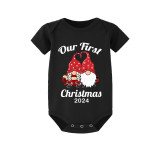 Christmas Matching Family Pajamas 2024 Our First Christmas Gnomes Black Pajamas Set