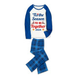 2024 Christmas Matching Family Pajamas Exclusive Design Merry Christmas Season Together Blue Plaids Pajamas Set