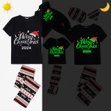 2024 Christmas Matching Pajamas Luminous Glowing Merry Christmas Hat Christmas Pajamas Set