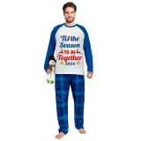 2024 Christmas Matching Family Pajamas Exclusive Design Merry Christmas Season Together Blue Plaids Pajamas Set
