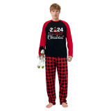 Christmas Matching Family Pajamas 2024 Family Christmas Hat Black Plaids Pajamas Set