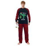 2024 Christmas Matching Family Pajamas Exclusive Design Dinosaur Christmas Tree Black Pajamas Set