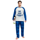 2024 We Are Family Christmas Matching Family Pajamas Blue Pajamas Set With Dog Cloth