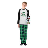 2024 Christmas Matching Family Pajamas Exclusive Design I Love My Family Green Plaids Pajamas Set