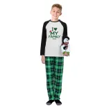 2024 Christmas Matching Family Pajamas Exclusive Design I Love My Family Green Plaids Pajamas Set