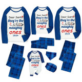 2024 Christmas Matching Family Pajamas Dear Santa They're The Naughty Ones Blue Pajamas Set