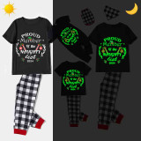 2024 Christmas Matching Family Pajamas Luminous Glowing Proud Member Of The Naughty List Black Short Pajamas Set