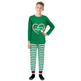 2024 Christmas Matching Family Pajamas Santa Heart Merry Xmas Green Stripes Pajamas Set
