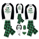 2024 Christmas Matching Family Pajamas Exclusive Design I Love My Family Green Plaids Pajamas Set