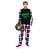 2024 Christmas Matching Family Pajamas Luminous Glowing Merry Christmas Hat Multicolor Pajamas Set