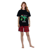 2024 Christmas Matching Family Pajamas Exclusive Design Dinosaur Christmas Tree Black Pajamas Set