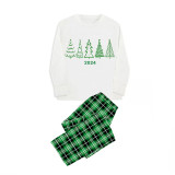 2024 Christmas Matching Family Pajamas Exclusive Christmas Tree Green Plaids Pajamas Set