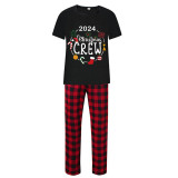 2024 Christmas Matching Family Pajamas Exclusive Design Christmas Crew Wreath Black Pajamas Set