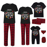 2024 Christmas Matching Family Pajamas Exclusive Design Christmas Crew Wreath Black Pajamas Set