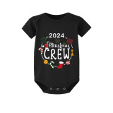 2024 Christmas Matching Family Pajamas Exclusive Design Christmas Crew Wreath Black Pajamas Set