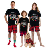 2024 Christmas Matching Family Pajamas Exclusive Design Christmas Crew Wreath Black Pajamas Set