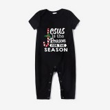 Christmas Matching Family Pajamas Jesus Is The Reason For The Season Black Pajamas Set