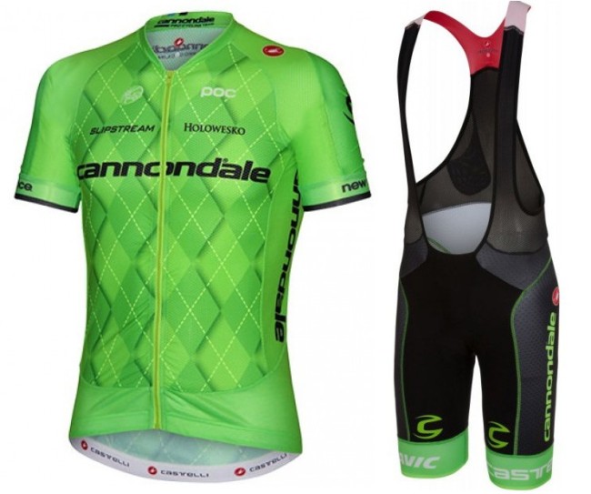 2016 Cannondale-Garmin Team Green Pro Cycling Jersey And Bib Shorts Set