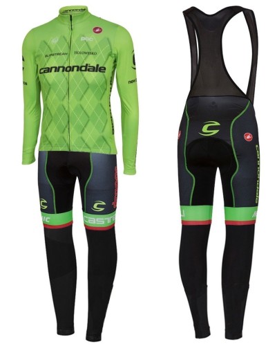 2016 Cannondale Team Green Pro Long Sleeve Cycling Jersey And Bib Pants Set