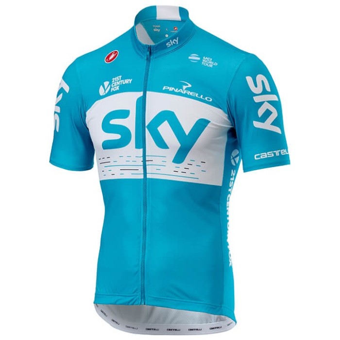 2018 Team Skу Blue Cycling Jersey And Bib Shorts Set