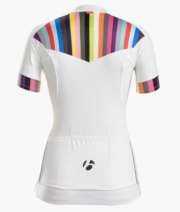 2016 Bontrager Anara Women White And Color Stripes Jersey And Regular Shorts Set