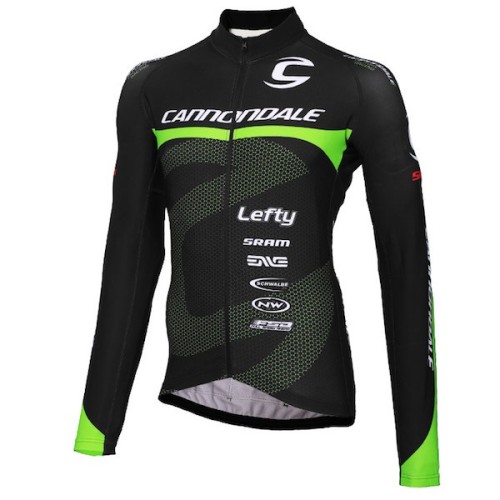 2015 Cannondale Factory Team Black-Green Long Sleeve Cycling Jersey And Bib Pants