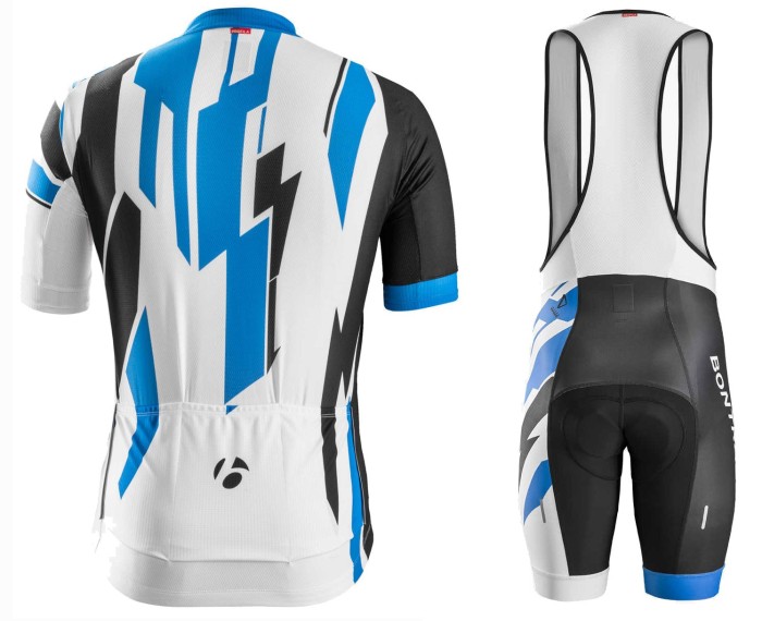 2016 Bontrager Specter Blue-White Sleeve Cycling Jersey And Bib Shorts Set