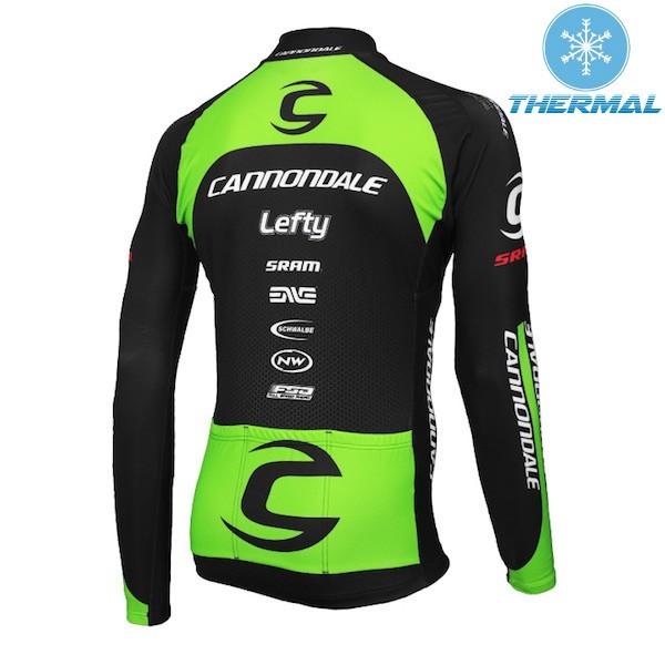 2015 Cannondale Factory Team Black-Green Thermal Cycling Long Sleeve Jersey