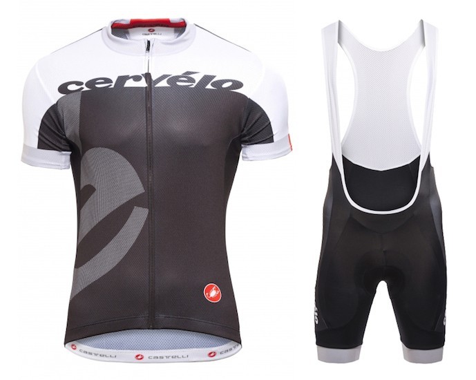 2015 Team Cervelo White-Black Cycling Jersey And Bib Shorts Set