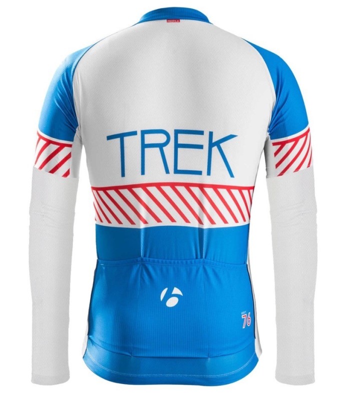 2016 Bontrager Trek Specter Vintage White-Blue Long Sleeve Cycling Jersey And Bib Pants Set