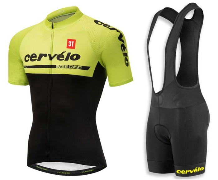 2018 Cervelo 3T Yellow Cycling Jersey And Bib Shorts Set