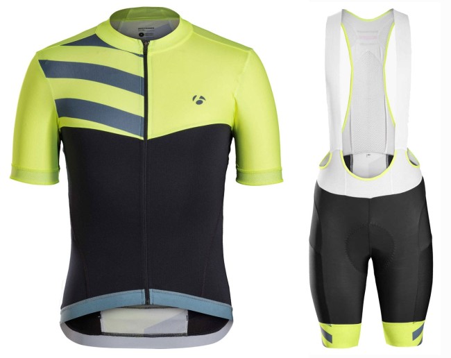 2016 Bontrager Velocis Yellow-Black Sleeve Cycling Jersey And Bib Shorts Set