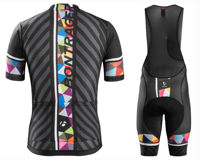 2016 Bontrager Ballista Black-Colorful Stripe Cycling Jersey And Bib Shorts Set