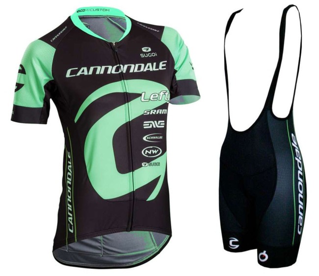 2018 Cannondale Factory Black-Green Cycling Jersey And Bib Shorts Set