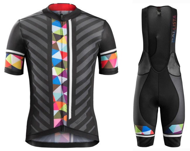 2016 Bontrager Ballista Black-Colorful Stripe Cycling Jersey And Bib Shorts Set