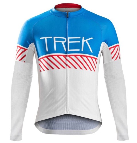 2016 Bontrager Trek Specter Vintage White-Blue Long Sleeve Cycling Jersey And Bib Pants Set