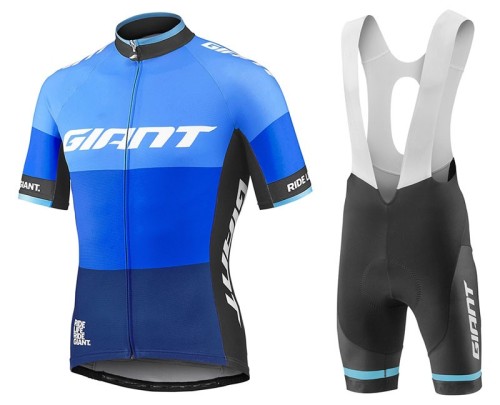 2017 Giant Shade Blue Cycling Jersey And Bib Shorts Set