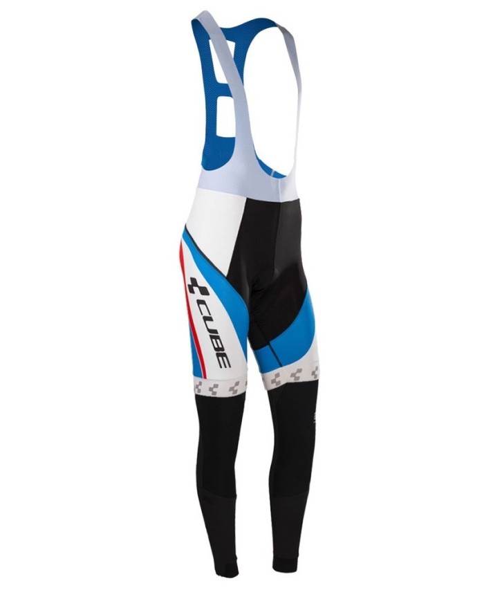 2016 Cube Teamline White-Blue Long Sleeve Cycling Jersey And Bib Pants Set